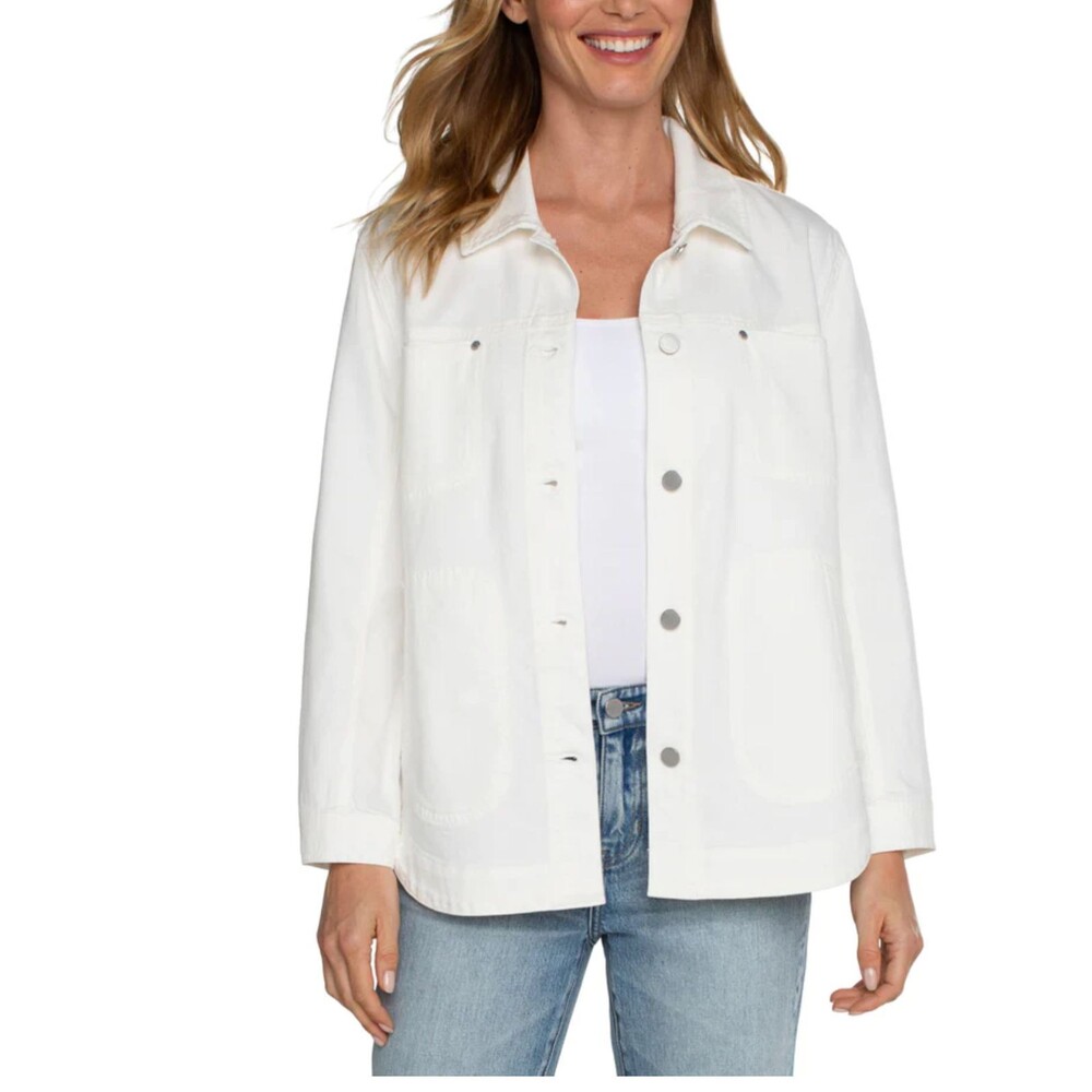 Liverpool Los Angeles Shirt Jacket Womens XL Ivory White Utility Shacket $119